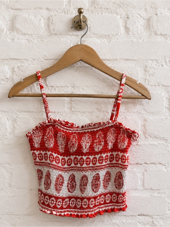 I.N. San Francisco Tops - I.N. San Francisco Smocked Crop Tank Top Medium Orange Cream Size M NWT